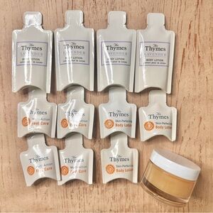 Lot The Thymes lotion travel packs samples Lavender Foot Care Eucalyptus Candle